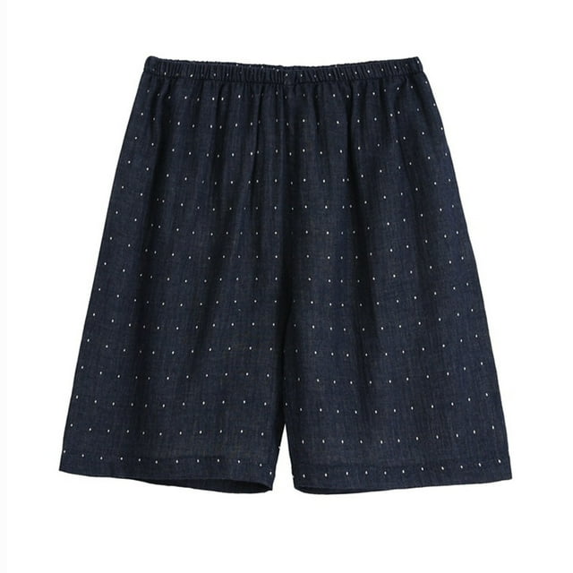 AherBiu Shorts de Pyjama pour Femmes en Coton et Lin Légers d'Été Décontractés à Jambes Larges