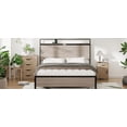 thumbnail image 4 of King Bed Frame with Storage, LED Headboard & USB Ports - Antique Grey Metal Platform Bed, Bedroom Furniture, No Box Spring Needed, Easy Assembly, 82.87"x76.02", 4 of 12