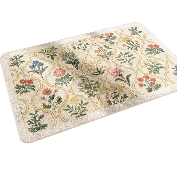 BINGLI Rectangle Bathroom Rugs, Spring Floral Print Absorbent Microfiber Bath Rugs, Non Slip Quick Dry Bath Mat Runner for Bathroom Floor, Tub and Shower, Home Decor Accessories (Rectangle,24"x35")