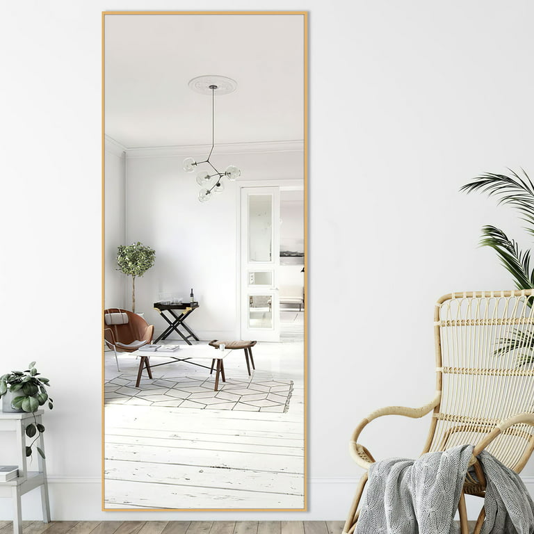 NeuType 28 in x 71 in Gold Modern Floor Mirror
