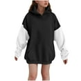 thumbnail image 3 of Ashirexll Oversized Hoodies for Girls Long Sleeve Shirts 3-14 Years Winter Solid Color Velvet Fashion Casual Comfortable Warm Fleece Hooded Sweatshirt, 3 of 6