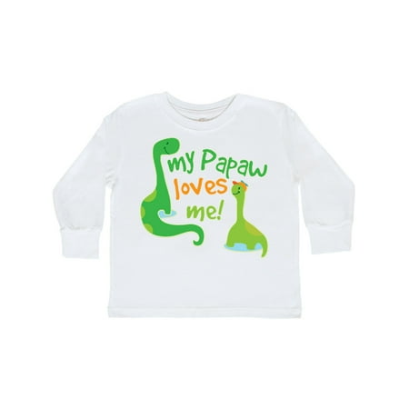 

Inktastic My Papaw Loves Me dinosaur Gift Toddler Boy Girl Long Sleeve T-Shirt