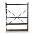 thumbnail image 2 of Bowery Hill Black Iron Metal and Oak Wood 5-Shelf Bookcase, 2 of 8