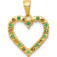 thumbnail image 3 of 14K Yellow Gold Diamond And Emerald Heart Pendant Made In India pm5270-em-003-ya, 3 of 5