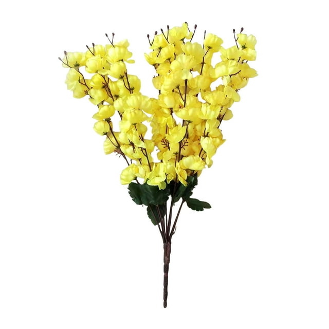 Yellow Yellow Artificial Flower Bouquet Cloth Plastic For Home Tabletop Desk Decoration Photography Prop