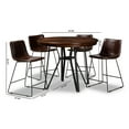 thumbnail image 6 of Baxton Studio Carvell Rustic and Industrial Dark Brown Faux Leather Upholstered 5-Piece Pub Set, 6 of 6