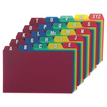Durable Poly A-Z Card Guides, 1/5" Top Tab, A To Z, 3 X 5, Assorted Colors, 25/Set