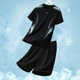 thumbnail image 1 of Handshe Men's Summer Casual Solid Color Short - Sleeved Round Neck Elastic Waist Set, Polyester Fashion Two - Piece Outfit, 1 of 9