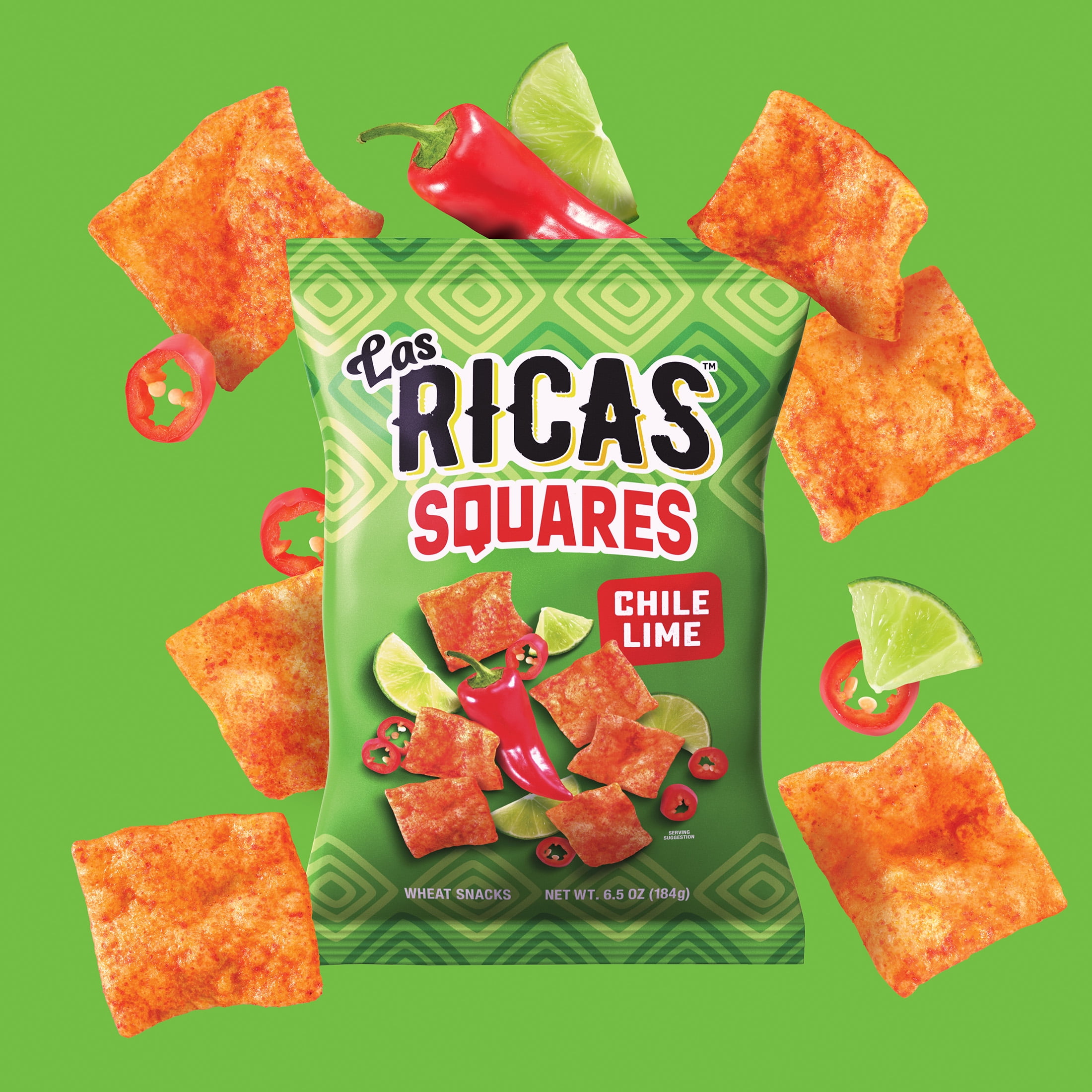 Las Ricas Chile and Lime Squares, 6.5oz Bag