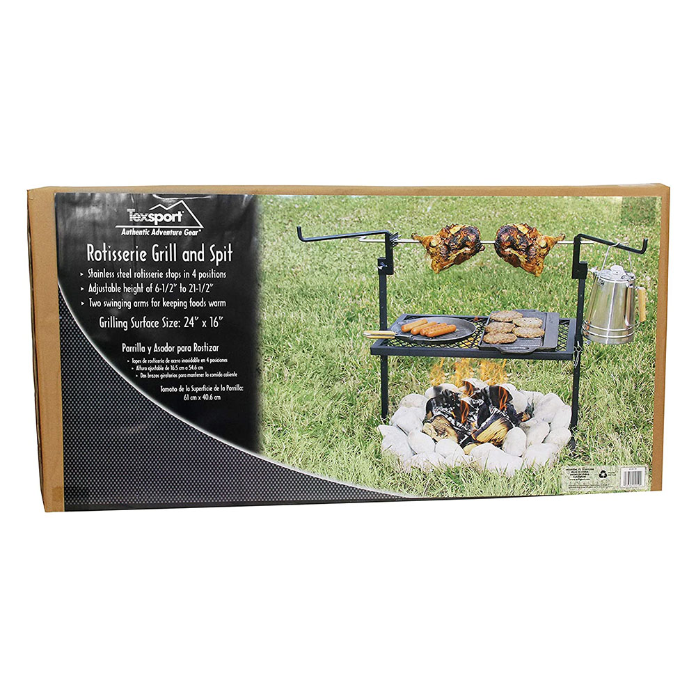 Texsport Stainless Steel Outdoor Campfire Rotisserie Grill Rack and Spit - image 3 of 5