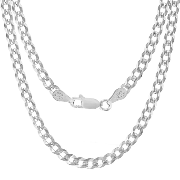 KISPER Solid 925 Sterling Silver Cuban Link Chain Necklace for Men 5mm