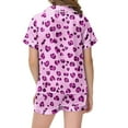 thumbnail image 5 of Satin Pajamas for Girls Leopard Pjs Short Sleeve Button Down Shirt Comfy Pajamas Girls 6-7 Years, 5 of 5