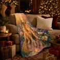 thumbnail image 3 of YShenghong Painterly Golden Retriever Surrounded By Colorful Garden Flowers Printed Flannel Blanket, 3 of 7