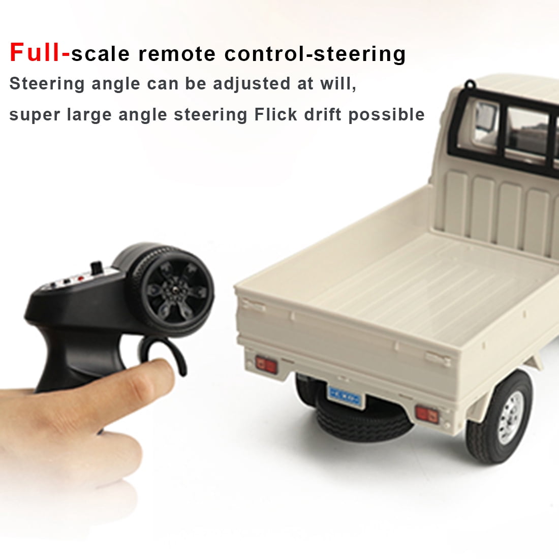 WPL D12 Mini RC Truck, 1:16 Scale 2.4GHz Remote Control with 30m Range, 4WD Off-Road Crawler with LED Lights & 9G Steering Gear, Gift for Adult Hobbyists & Collectors (White)