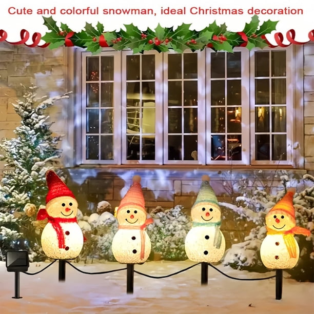 Lámpara de muñeco de nieve con energía solar, impermeable, para exteriores, para decoración navideña, luces de jardín, escenas de visualización, luces de disposición