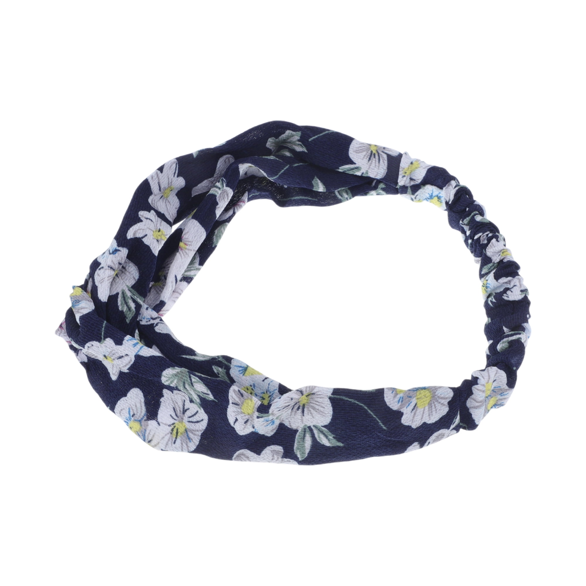 Unique Bargains Fashion Phalaenopsis Pattern Elastic Hairband 1 Pc Navy Blue