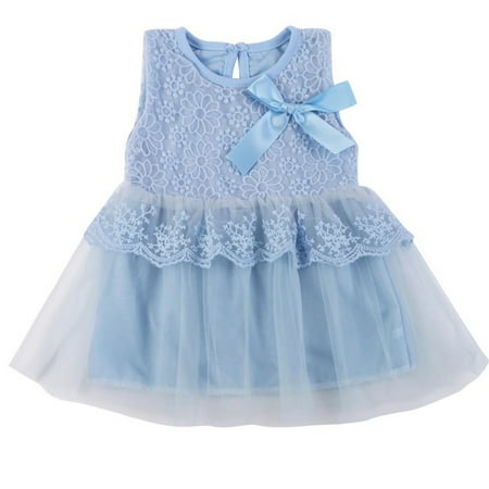 

Maxcozy Baby Girls Sleeveless Lace Tulle Tutu Princess Dress Wedding Baptism Gown Floral Dresses Blue