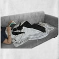thumbnail image 6 of Engagement Party Soft Flannel Fleece Throw Blanket, Kneeling Man Purposes to Crinoline Dressed Lady Under an Umbrella, Cozy Plush for Indoor and Outdoor Use, 50" x 70", Black and White, by Ambesonne, 6 of 6