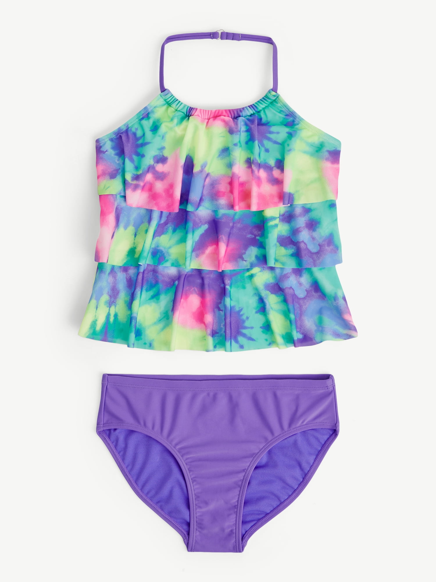 Justice Girls 2 piece Ruffle Halter Tankini Swimsuit, sizes XS-XL