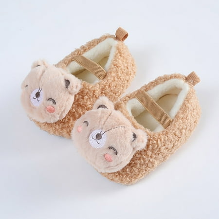 

Hbdhejl Toddler Boys Girls Shoes Winter Children Baby Shoes Floor Shoes Flat Bottom Non Slip Plush Warm Cute Cartoon Bear 6-12 Months