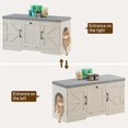 thumbnail image 6 of VEANERWOOD Farmhouse Cat Box Litter Enclosure with Cushion, Flip Top Hidden Cat Litter Box Furniture, White, 6 of 7