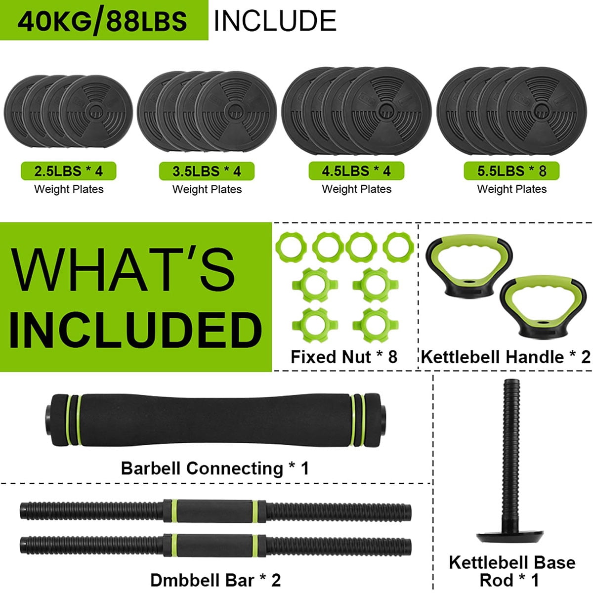 Danolapsi 66/88LbS Dumbbell Sets Adjustable Weights, Free Weights Dumbbells Set for Home Gym