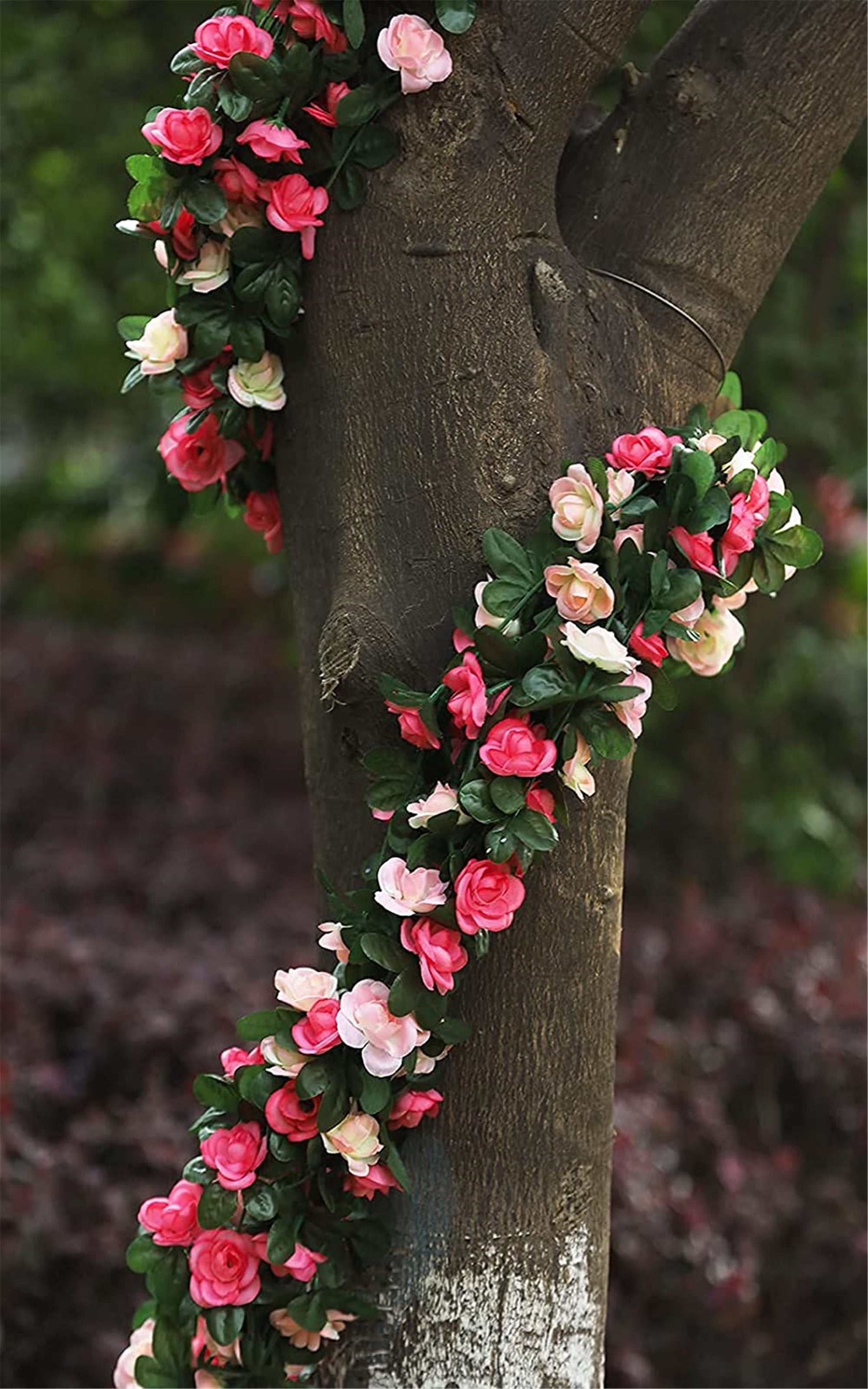 Clearance 2 Pack 16.4 FT Fake Rose Vine Flowers Plants Artificial Flower Hanging Rose Ivy Home Decor Pink