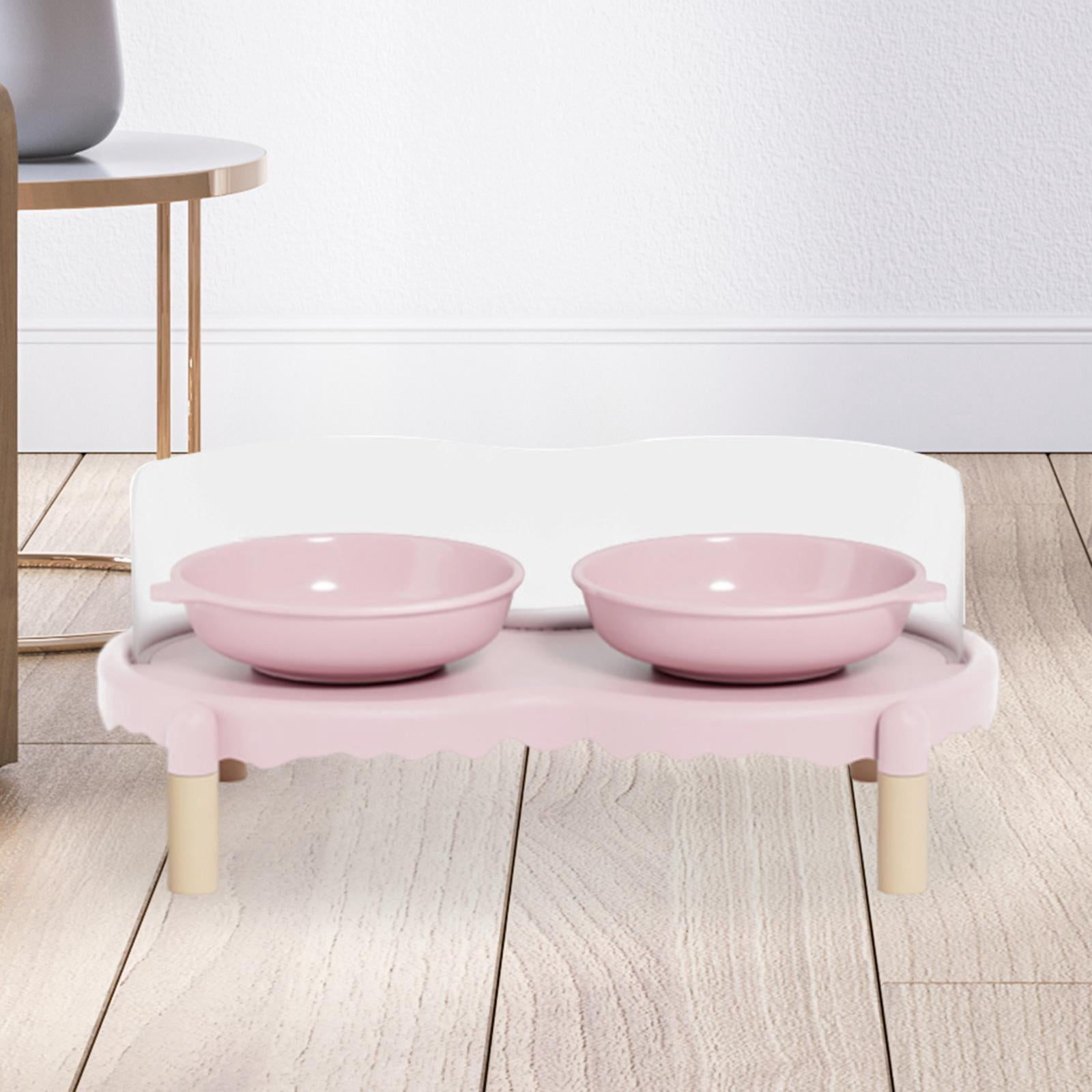 CarpNettore Ceramic Elevated Cat Bowls with Non Slip Stand Raised Feeding Station Raised Cat Pink