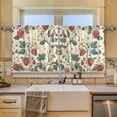thumbnail image 2 of Yayeee Kitchen Curtains Tier Set of 2 Light Filtering 57"x36" Over Sink Window Panels, Small Strawberry Pattern, 2 of 7