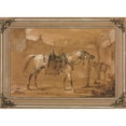 thumbnail image 3 of Carle Vernet 24x18 Black Modern Framed Museum Art Print Titled - Saddled Arabian Horse in Courtyard (1820), 3 of 5