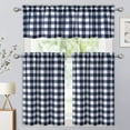 thumbnail image 6 of Shininglove Kitchen Curtains, Gingham Waterproof Window Treatment for Cafe, 2 Panels, Navy Blue, 28"x24", 6 of 6