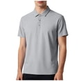 thumbnail image 2 of HOMADLES Mens Polo Shirt Button Ice Silk Soft Men Loose Solid Casual Short Sleeve Golf Men Pique Polo Tee B Gray L, 2 of 6