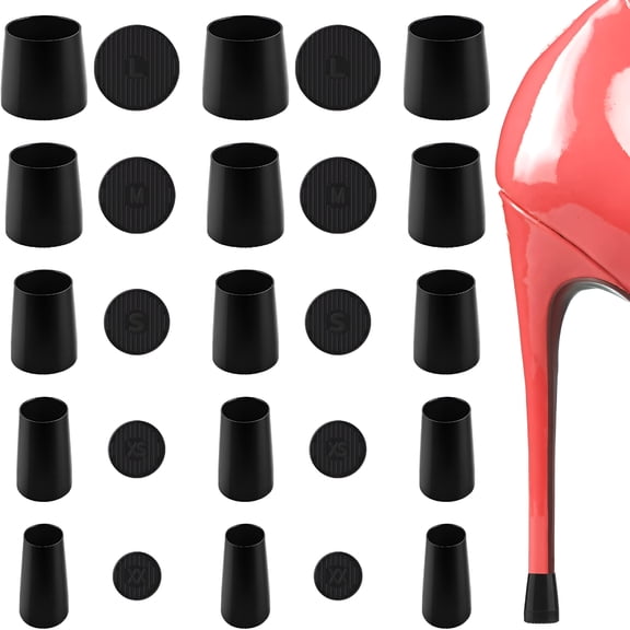 TELOLY 15 Pairs Heel Cap for High Heel Protectors for High Heel Shoes,Heel Stoppers,Heel Repair Caps Covers,Heel Protector Tip Covers for Outdoor Weddings Events (Black)