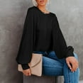 thumbnail image 3 of ZANZEA Chemises Décontractées en Soie à Manches Bouffantes à Col Rond pour Femmes, Blouse de Boîte de Nuit, Hauts, 3 of 8