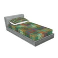 thumbnail image 2 of Ambesonne Geometric Fitted Sheet & Pillow Sham Set, Grunge Folk Rainbow, Twin, Multicolor, 2 of 2