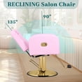 thumbnail image 4 of Pink Hydraulic barber chair, Reclining Hair Salon Chair for Hair Stylist, 360° Swivel, 135° Recline with Widen Cushion, Height Ajustable Salon Beauty Salon&Spa Braiding Hairstylist Hairstyling Chair, 4 of 7