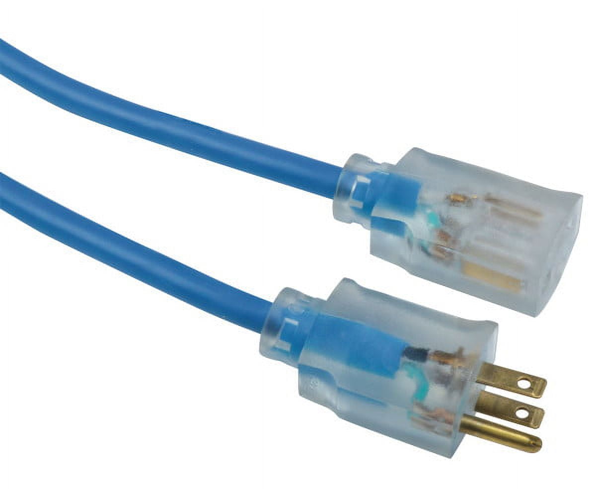 Southwire Coldflex 14/3 25' Blue SJTW Cold Weather Heavy Duty Outdoor Extension Cord with Lighted End