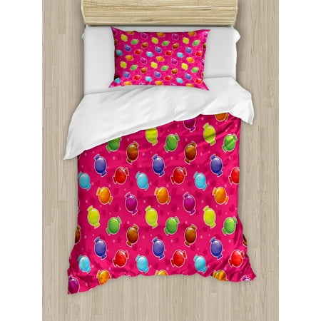 Colorful Duvet Cover Set Children Cartoon Style Lllustration Of