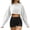 White, variant on BUIGTTKLOP Crop Tops for Women Long Sleeve Cropped Shirts Round Neck Tops Solid Color Loose Fitting Tees Tops