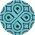 thumbnail image 1 of Ahgly Company Machine Washable Indoor Round Transitional Teal Green Area Rugs, 3' Round, 1 of 7