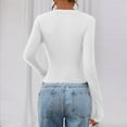 thumbnail image 4 of Womens Long Sleeve T Shirts 2025 Fall Trendy V Neck Slim Fit Basic Crop Tops Casual Going Out Top White S, 4 of 5