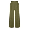thumbnail image 4 of LLYwey Yoga Pants Women Women's Summer Fashionable Solid Color Wide Leg Cotton Breasted Pants Business Pants Female Long Pant Style H61 Green-1 M, 4 of 6