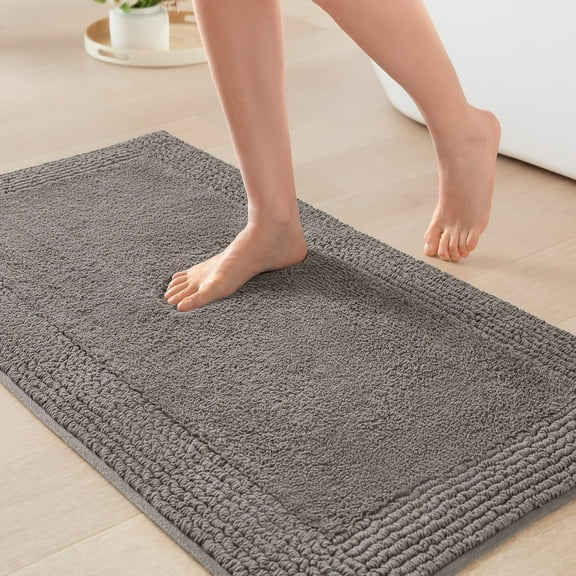LKIFFA-Splendor Reversible 100% Cotton Tufted Bathroom Rug-3000 GSM Hotel Quality Luxurious Plush Medium Pile Bath Mat Absorbent, Quick Dry, Shower Room Décor, 24x36 Charcoal