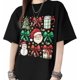 thumbnail image 1 of Camisetas para mujer, camisetas navideñas de Papá Noel, gnomo, muñeco de nieve, manga corta, holgadas, de algodón, informales, 1 of 8