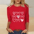 thumbnail image 2 of RKSTN Valentines Gift 3/4 Length Sleeve Womens Tops Oversized Crewneck Valentine Day Loves Heart Graphic Print Short Sleeve T Shirt Womens Casual Plus Size Round Neck Three Quarter Sleeve Tee Shirt, 2 of 6