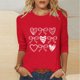 thumbnail image 2 of RKSTN Valentines Gift 3/4 Length Sleeve Womens Tops Oversized Crewneck Valentine Day Loves Heart Graphic Print Short Sleeve T Shirt Womens Casual Plus Size Round Neck Three Quarter Sleeve Tee Shirt, 2 of 6