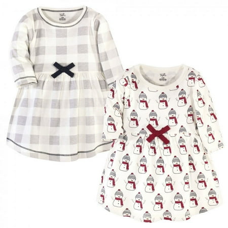 UPC: 0660168672473 | Touched by Nature Baby and Toddler Girl Organic Cotton Long-Sleeve Dresses 2pk Snowman 0-3 Months