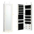 thumbnail image 2 of Gymax Lockable Wall Door Mounted Jewelry Cabinet LED Mirror White, 2 of 10