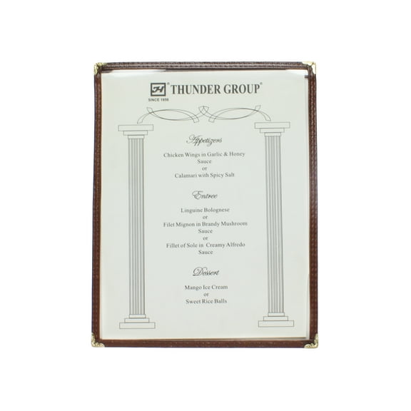 Excellante 8.5" x 11" single menu cover, brown, comes in each