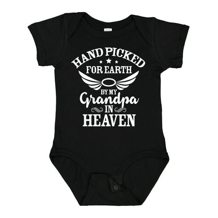 

Inktastic Handpicked for Earth by My Grandpa in Heaven Angel Wings Gift Baby Boy or Baby Girl Bodysuit